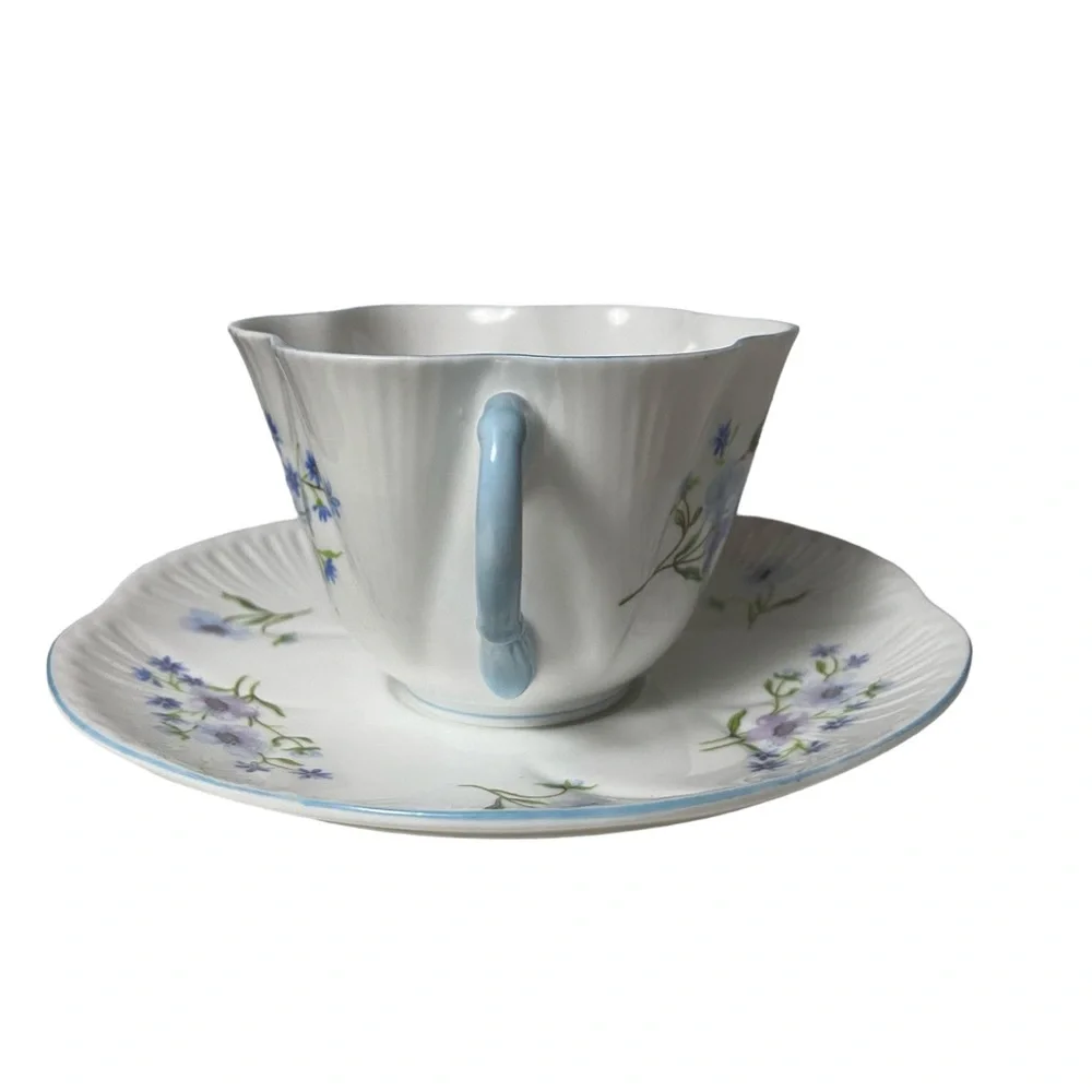 Blue Rock Shelley Dainty Teacup and Saucer Bone China 13591